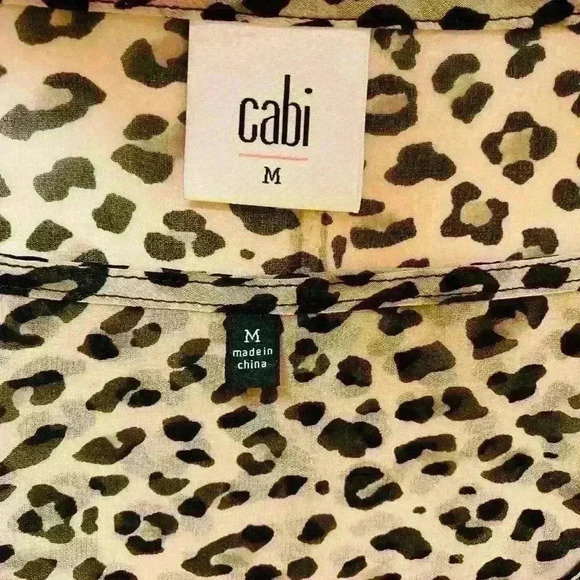 CAbi #3612 "Flutter Blouse" Cheetah Print Two-Piece Top - Picture 4 of 12